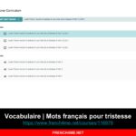 Le cours de français du jour I Vocabulaire | Mots français pour tristesse